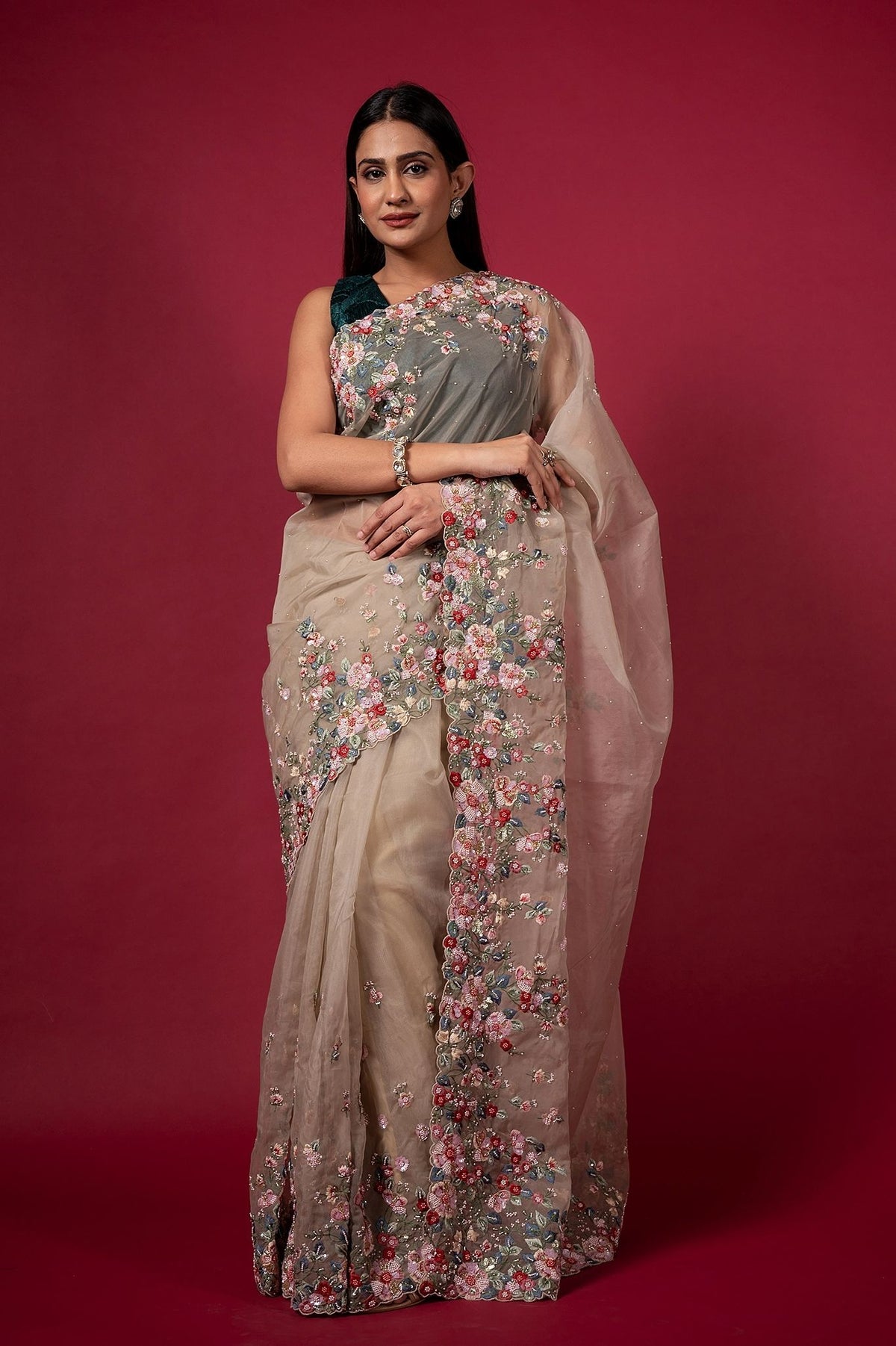 Cocktail Tan Saree