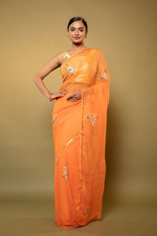 Peach Chiffon Saree