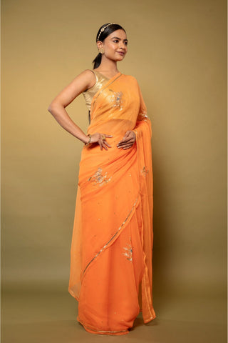 Peach Chiffon Saree