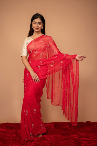 Viscose Chiffon Kardhana Work Saree