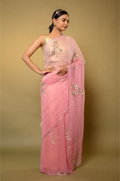 Jashna Pink Chiffon Saree