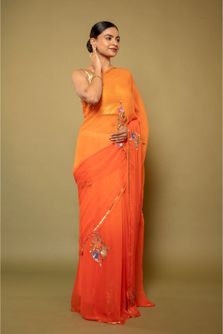 Orange Chiffon Saree