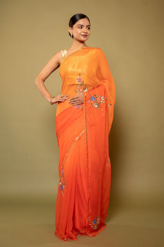 Orange Chiffon Saree