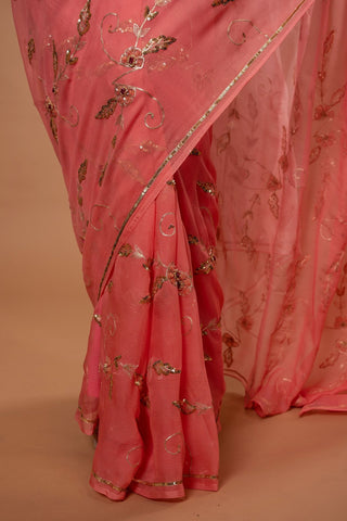 Pure Chiffon Heavy Siquin Work Saree