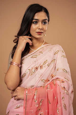 Pure Chiffon Heavy Siquin Work Saree