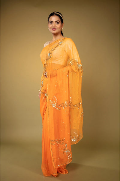 Orange Chiffon Saree