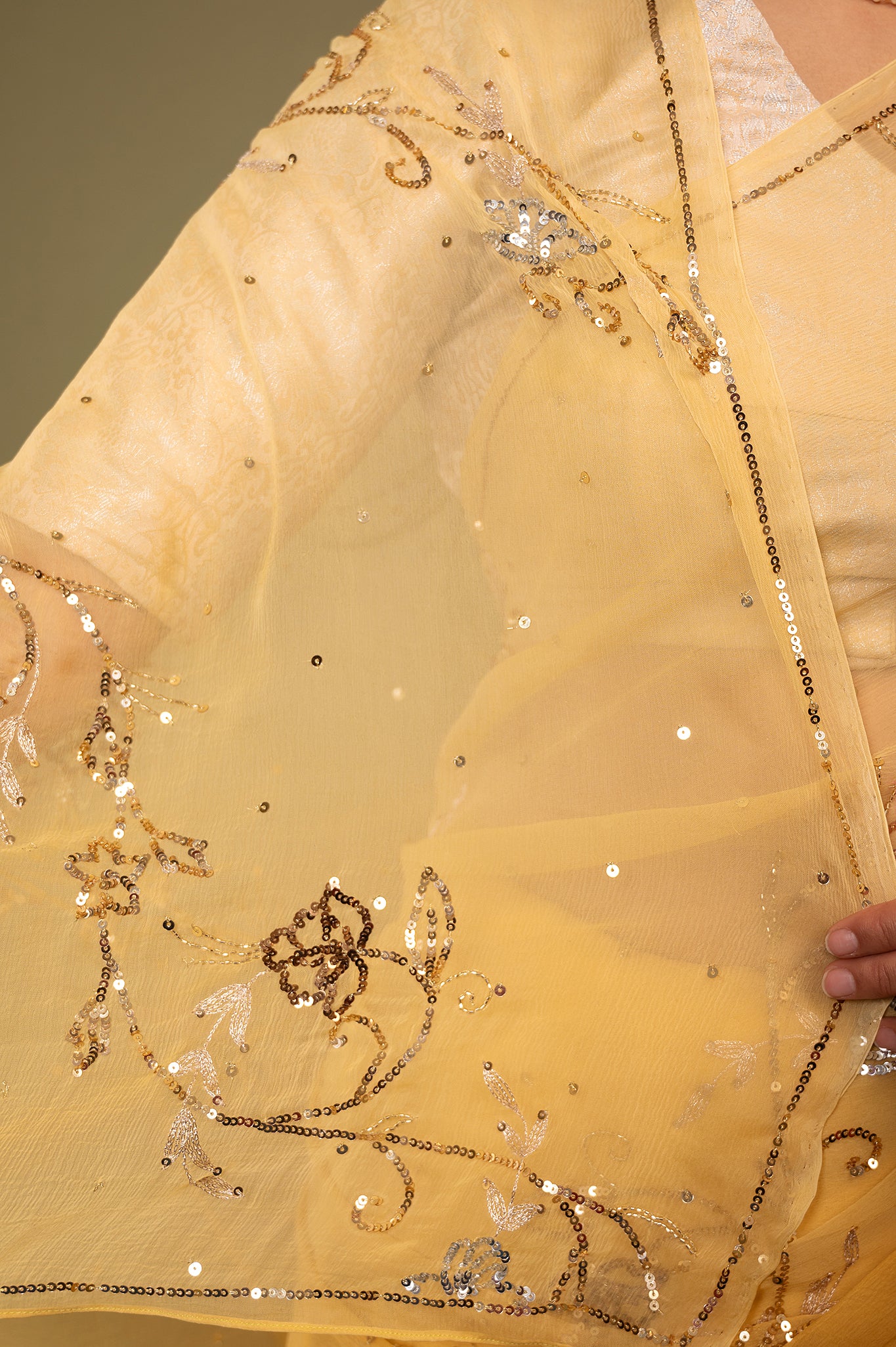 Viscose Chiffon Siquin Work Saree