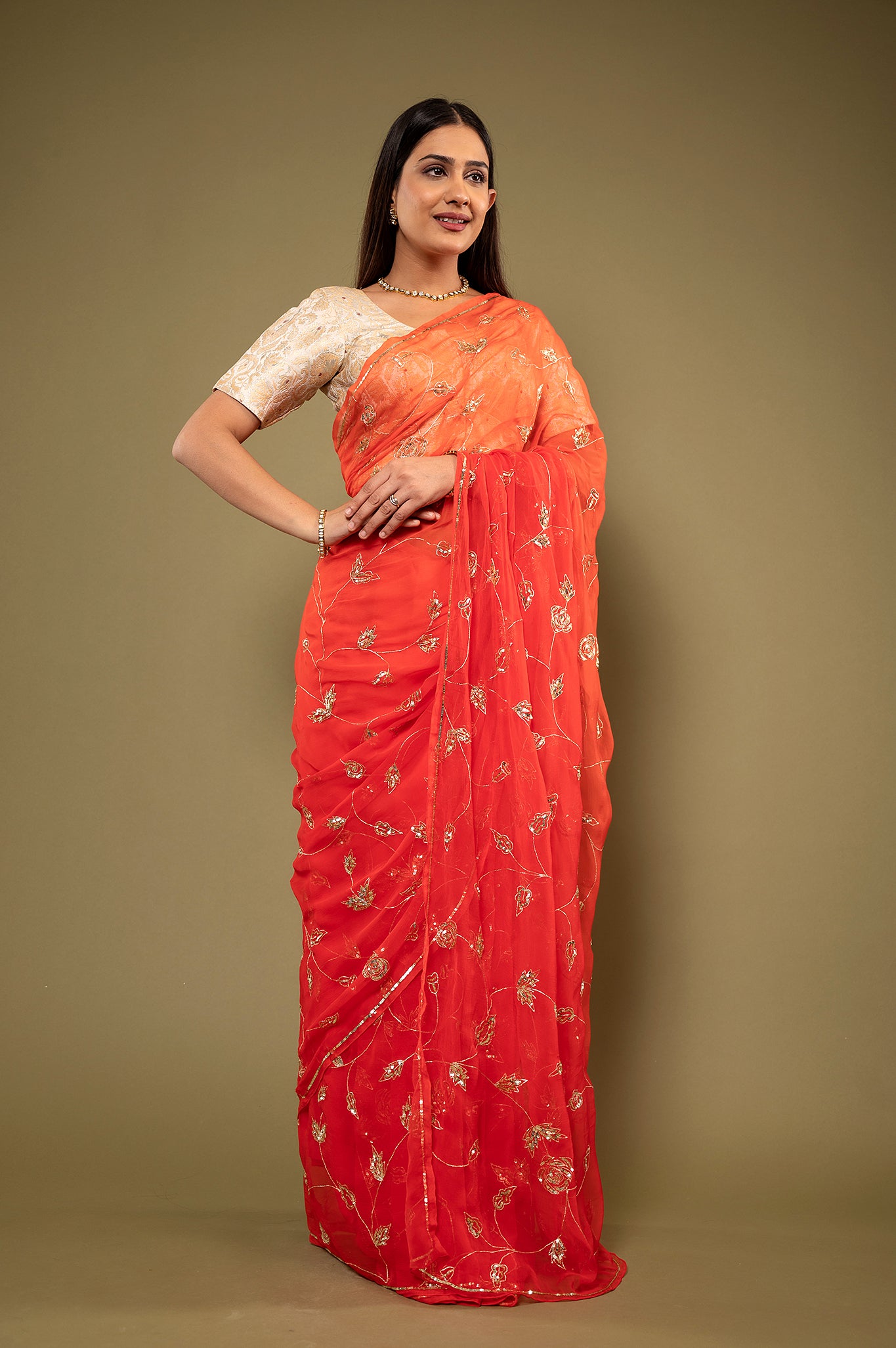 Viscose Chiffon Saree
