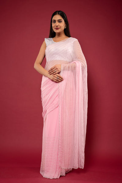 Viscose Chiffon Siquin Work Saree