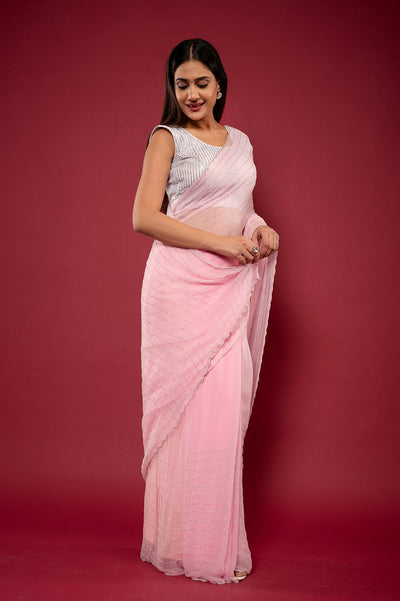 Viscose Chiffon Siquin Work Saree