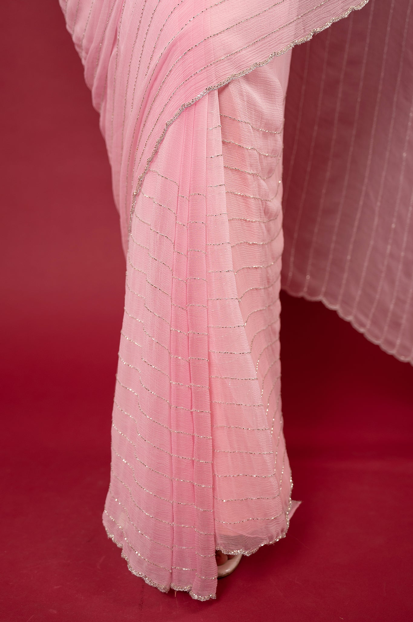 Viscose Chiffon Siquin Work Saree