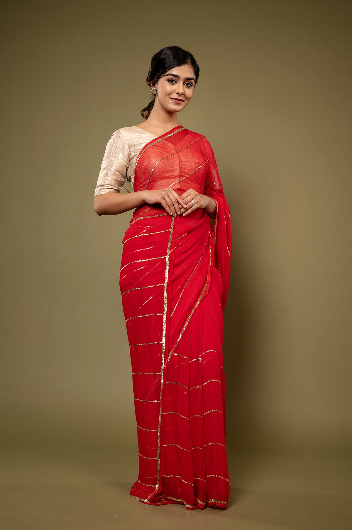 Viscose Chiffon Siquin Work Saree