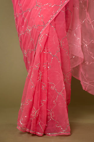 Viscose Chiffon Butta Work Saree