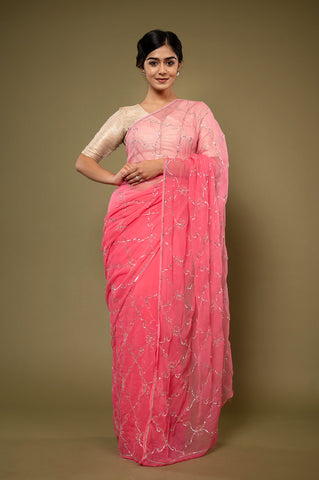 Viscose Chiffon Butta Work Saree