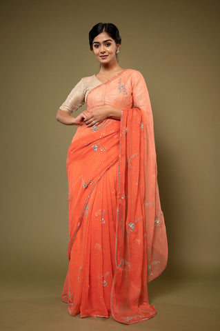 Viscose Chiffon Butta Work Saree