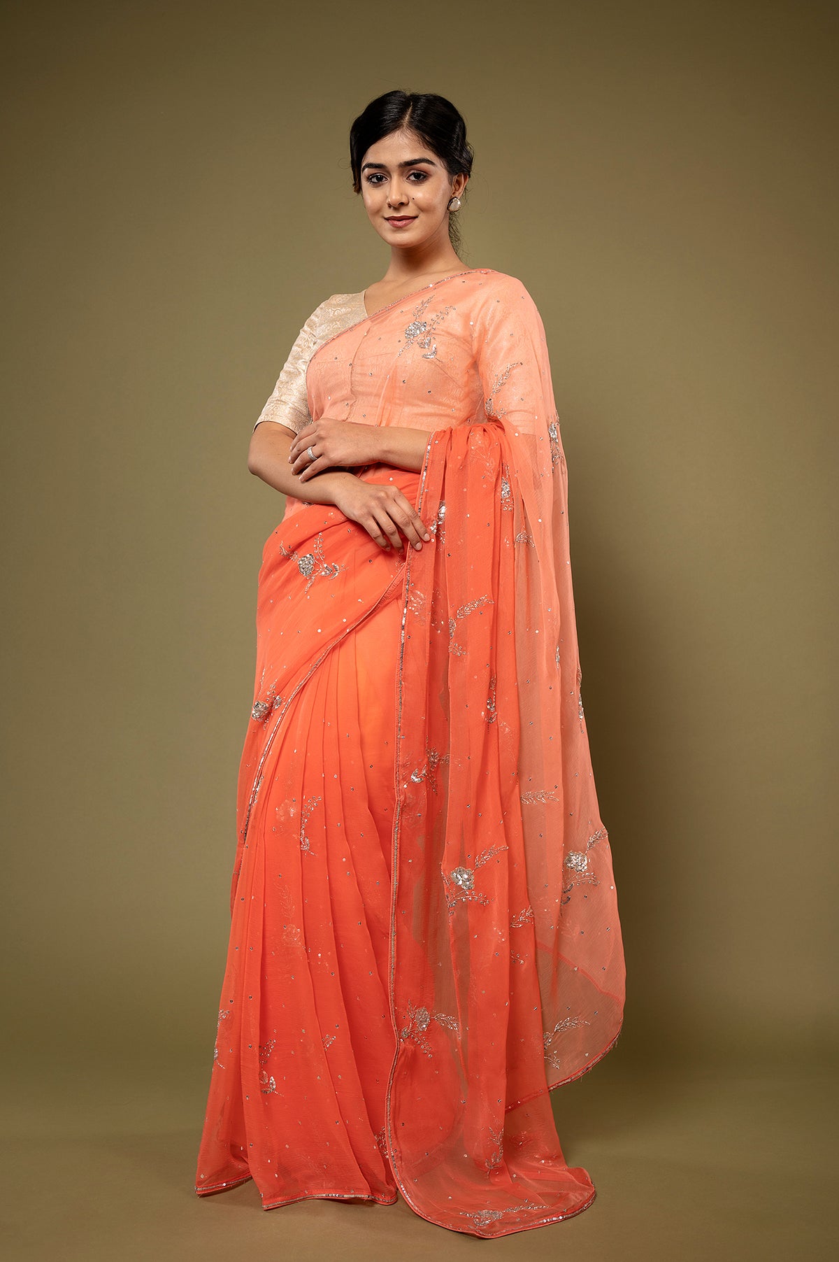 Viscose Chiffon Butta Work Saree