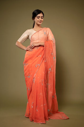 Viscose Chiffon Butta Work Saree