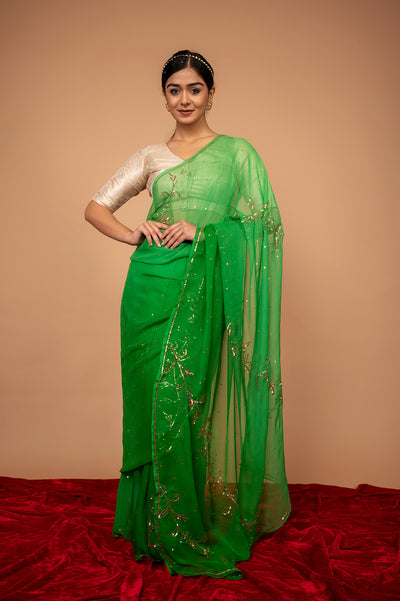 Viscose Chiffo Aari Taari Siquin Work Saree