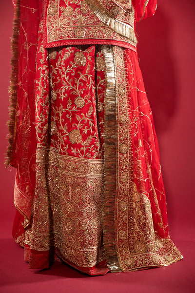 Satin Silk Surkh Rajputi Poshak