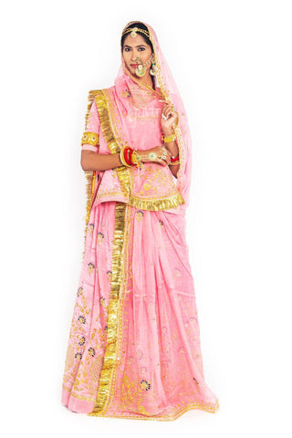 Pink Gota Patti Zardosi Resham Satin Rajputi Poshak