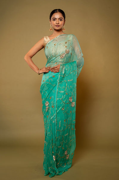 Sage Olive Chiffon Saree