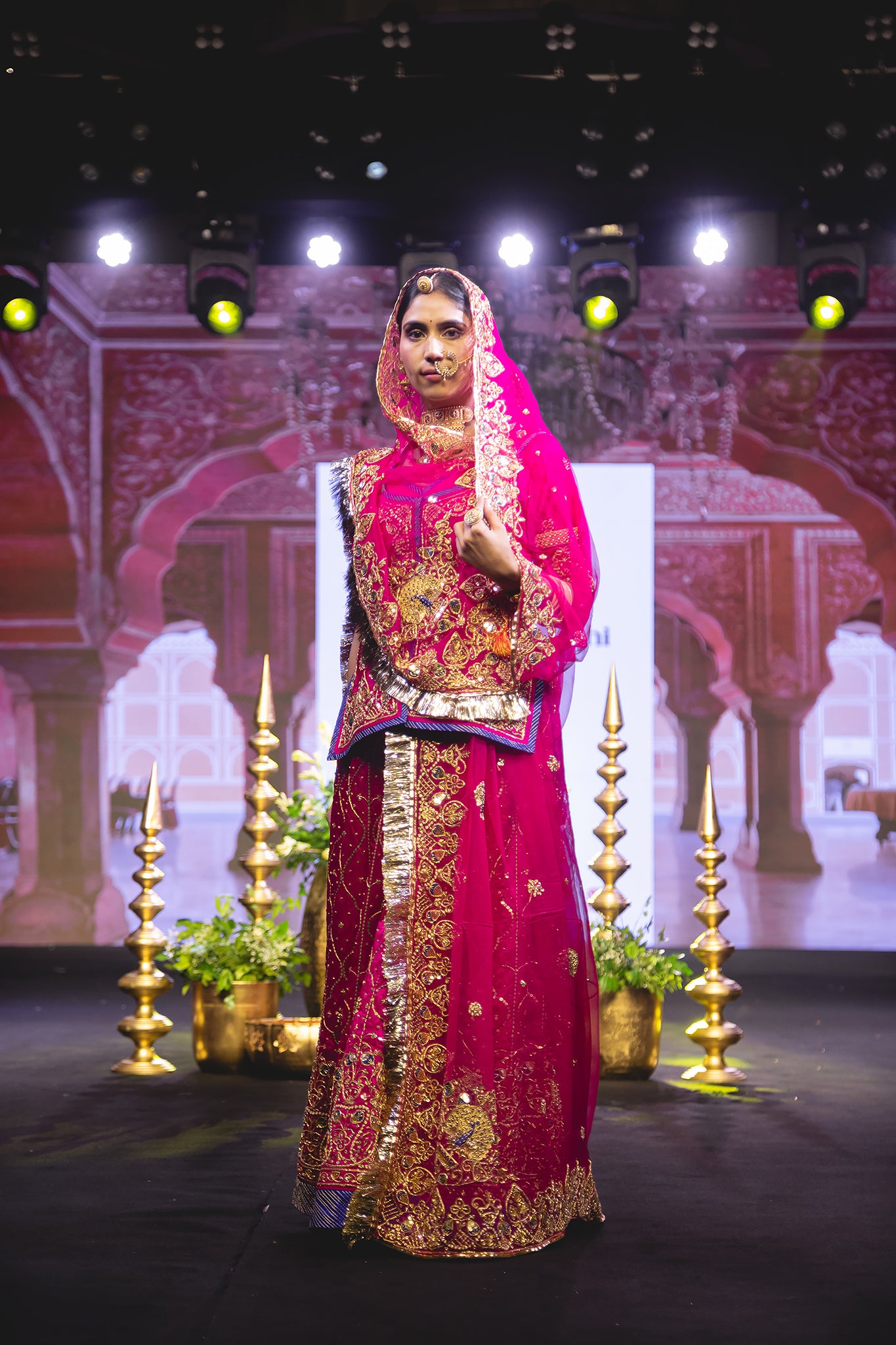 Rani Pink Pure Satin Aari Tari Salma  Handwork  Poshak (Unstitched)