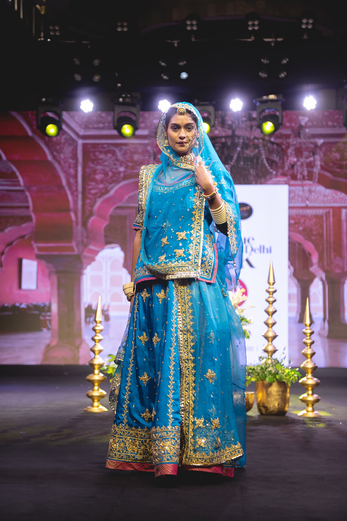 Firozi Bamber Satin Dori Salma Tari Handwork  Poshak (Unstitched)