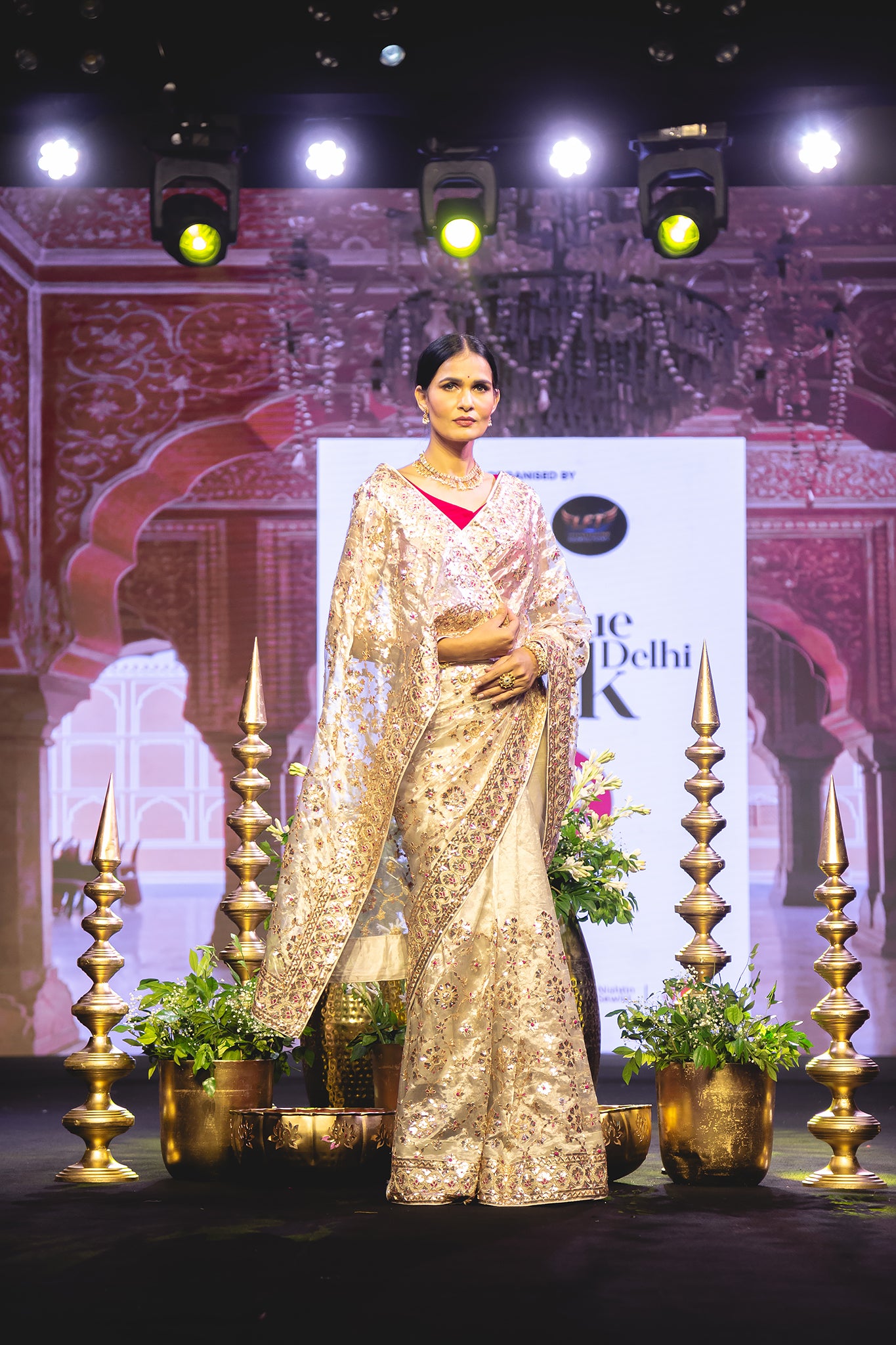 Silver Tissue Copper Gota Patti Handwork  Saree with Rani detailing