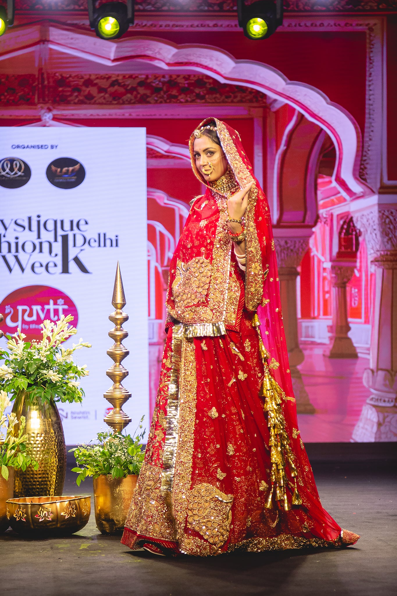 Red Pure Satin Dapka Salma Badla Work Handwork Bridal Poshak With Pure Odhana  (Unstitched)