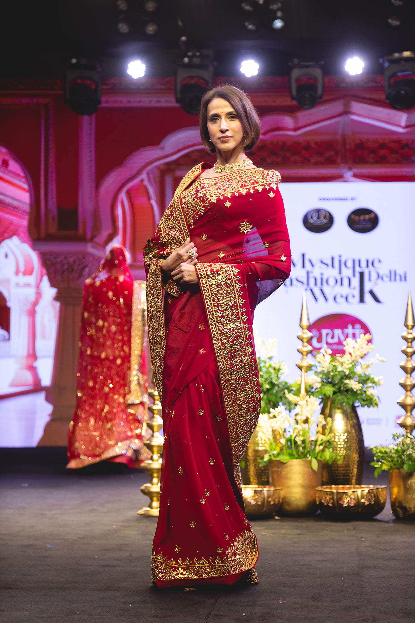 Red Pure Georgette Danka Work Handwork  Saree