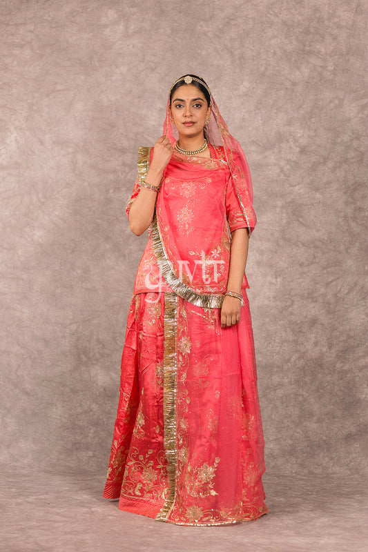 Gajri Pink Aari sequins work Poshak