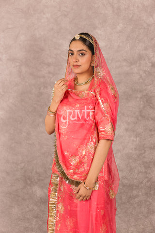 Gajri Pink Aari sequins work Poshak