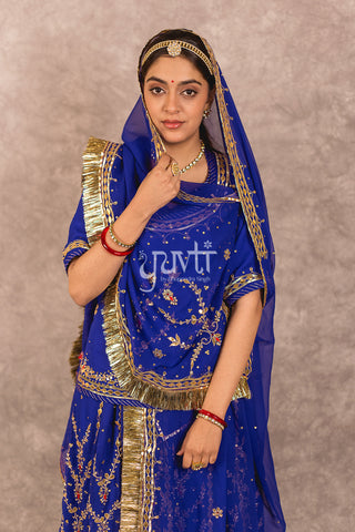 Blue Kundan Work Poshak