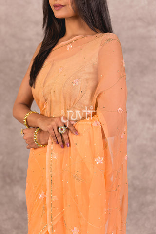 Peach Chiffon Saree