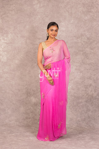 Pink Shaded Chiffon Saree