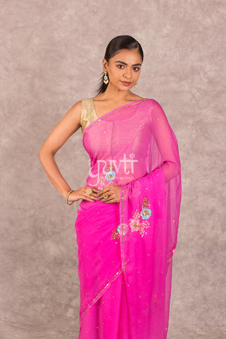 Pink Chiffon Saree