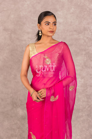 Pink Chiffon Saree