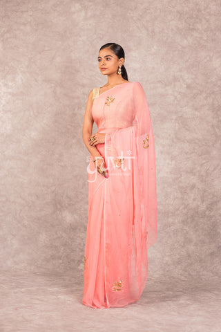 Peach Chiffon Saree