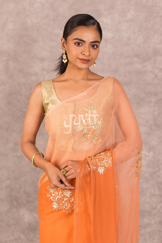 Orange Chiffon Saree