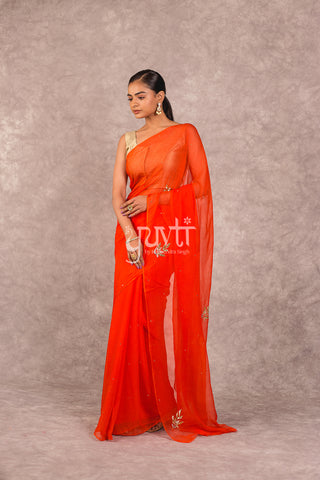 Orange Chiffon Saree