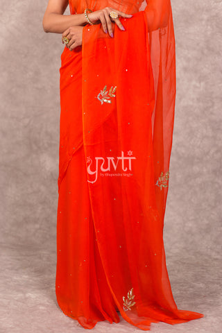 Orange Chiffon Saree