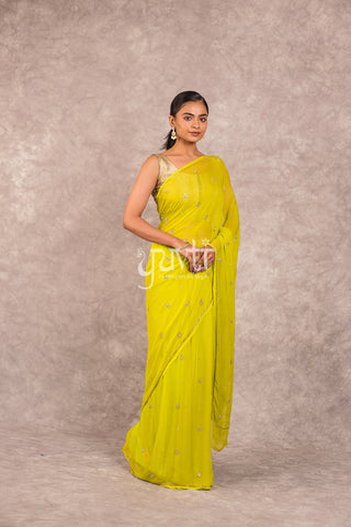 Green Chiffon Saree