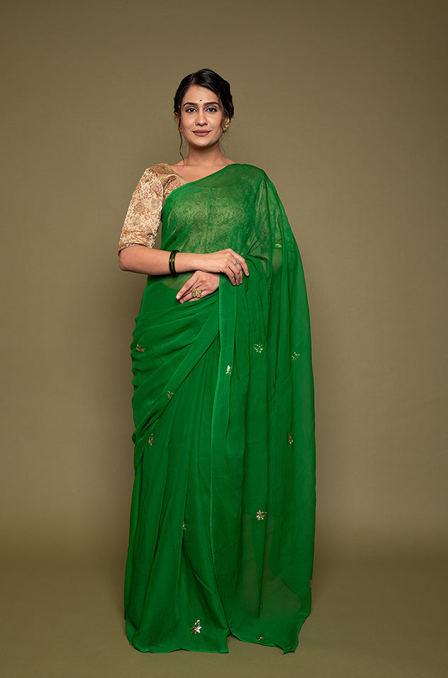 Viscose Chiffon Green 03 Mukesh Saree