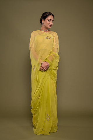 Viscose Chiffon Mint Butta Work Saree