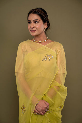 Viscose Chiffon Mint Butta Work Saree
