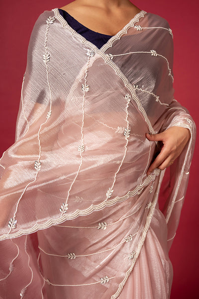Cocktail Pearl Pink Saree