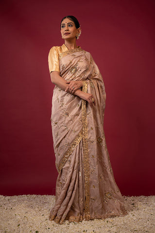 Handloom Tan Tissue Saree