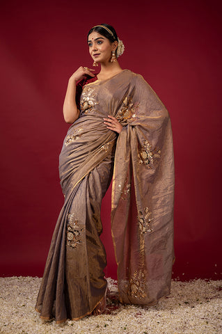 Handloom Plum Tissue Saree