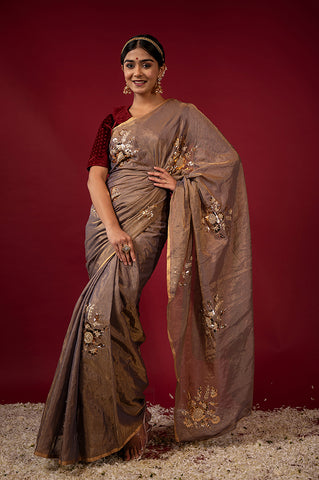 Handloom Plum Tissue Saree