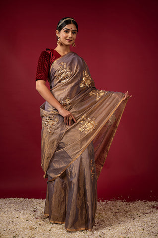 Handloom Plum Tissue Saree